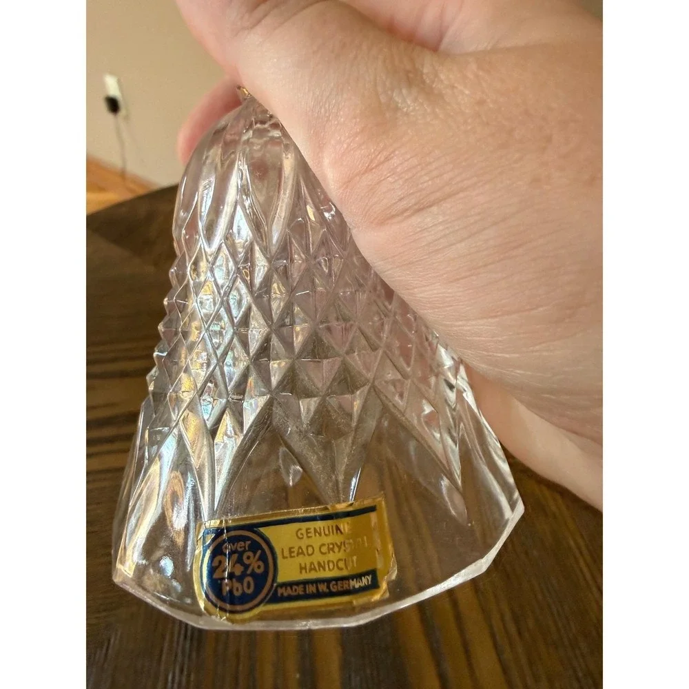 Vintage West German Lead Crystal Bell Handcut 24% PbO Floral Cut Midcentury